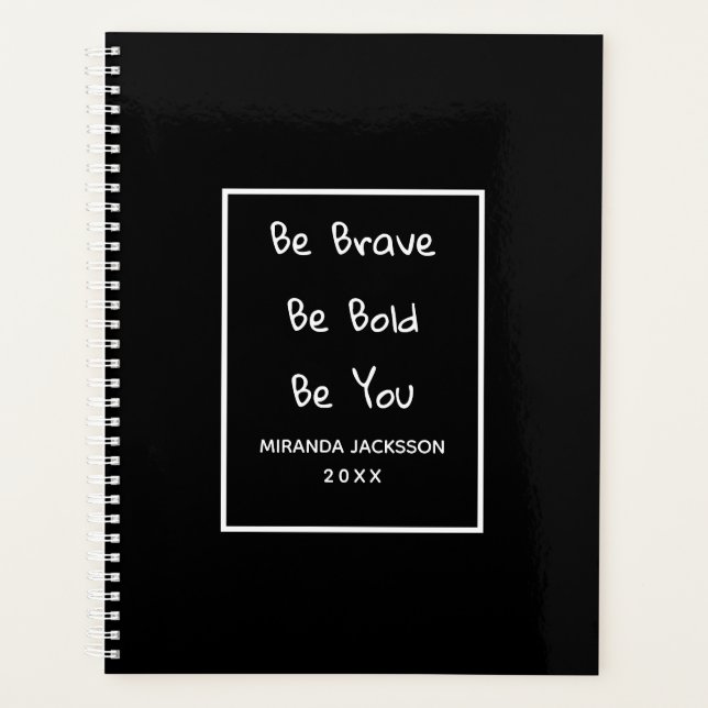 Agenda Cita motivadora nombre blanco negro (Anverso)