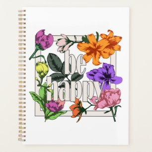 Agenda Cita positiva Be Happy y flores de jardín