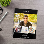 Agenda Citas de collage de fotos en blanco negro en 2025<br><div class="desc">Crea tu propio collage de fotos único. Usa cuatro,  cuatro de tu foto favorita. Personalizar y un año,  nombre y texto. Un fondo negro,  texto blanco.</div>