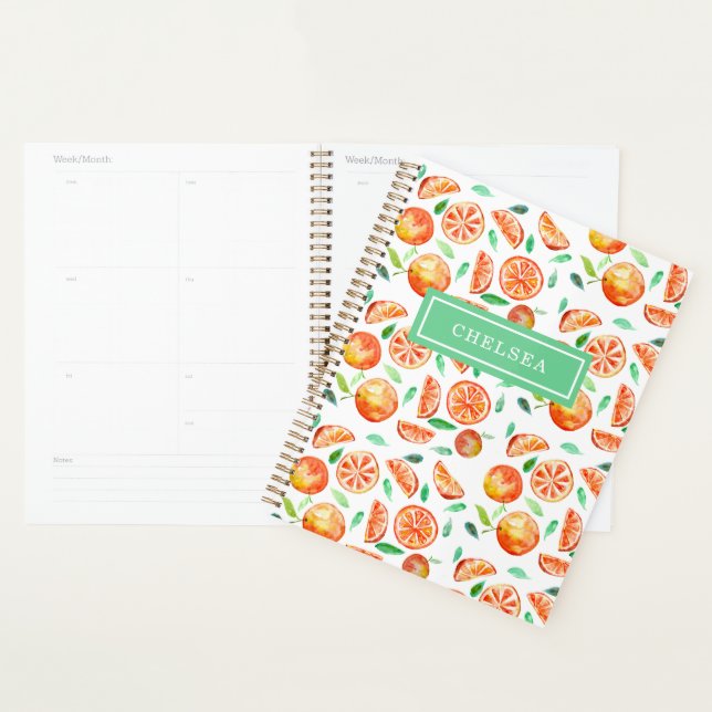 Agenda Citrus de Naranjas de acuarela monograma personali