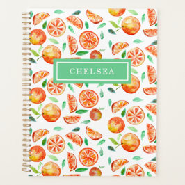 Agenda Citrus de Naranjas de acuarela monograma personali