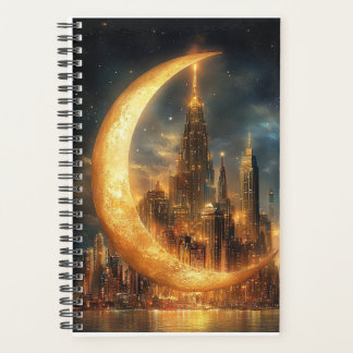 Agenda Ciudad futurista en luna creciente