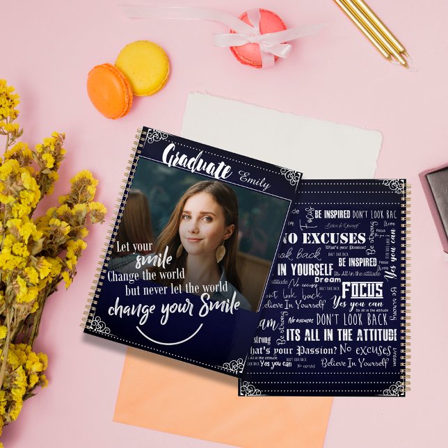 Agenda Clase De Foto De Graduación 2024 Palabras Inspirad (Class Of 2024 Graduation Photo Inspirational Words Planner)