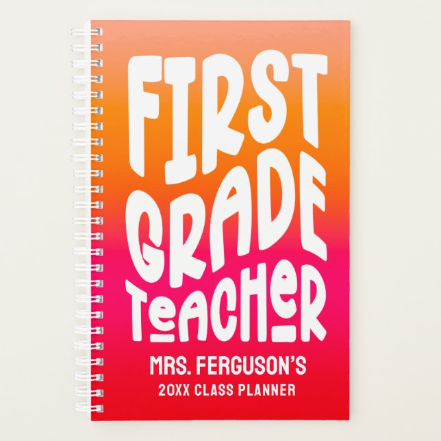 Agenda Clase de Naranja de primer grado de profesores de  (Anverso)