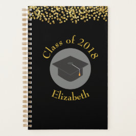 Agenda Clase Faux Gold Confetti & Graduation Cap de 20xx