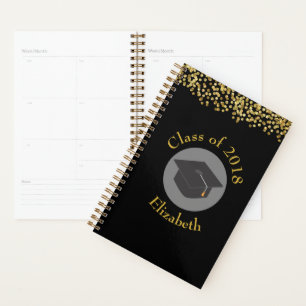 Agenda Clase Faux Gold Confetti & Graduation Cap de 20xx