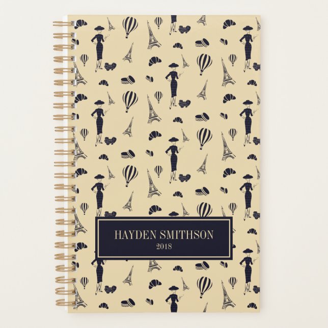 Agenda Clásica moda vintage Planner semanal y mensual (Anverso)