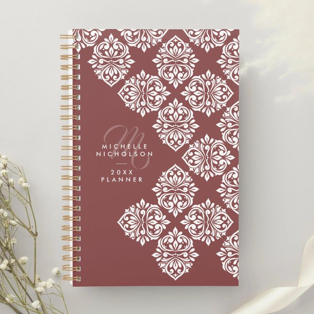 Agenda Clásico Damask Abstracto Chic Geométrico Script (Subido por el creador)