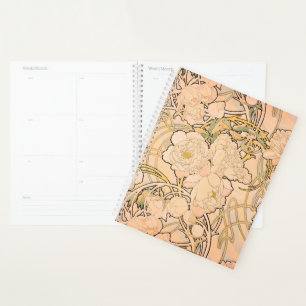 Agenda Clásico patrón de jardín de peonías Art Nouveau de
