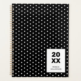 Agenda Clásico Personalizado de Lunares en Blanco y Negro