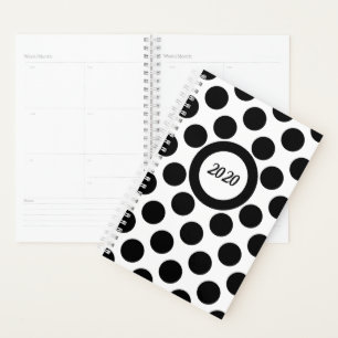 Agenda Clásico Punto Polka Blanco Negro Planeador