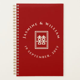 Agenda Clásico Rectángulo doble felicidad Boda chino