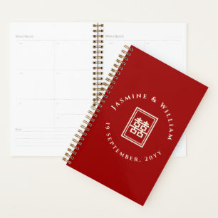 Agenda Clásico Rectángulo doble felicidad Boda chino