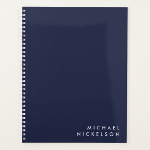 Agenda Clásico Sencillo Elegante Nombre del azul de la