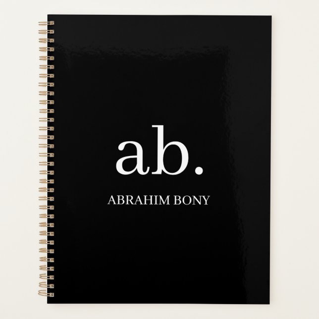 Agenda Classic Black & White Monogram Design (Anverso)