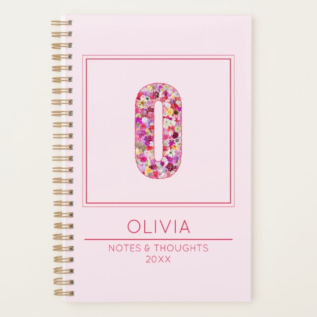 Agenda Classic Blush Pink Monogrammed Name Letter O (Anverso)