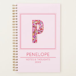 Agenda Classic Blush Pink Monogrammed Name Letter P