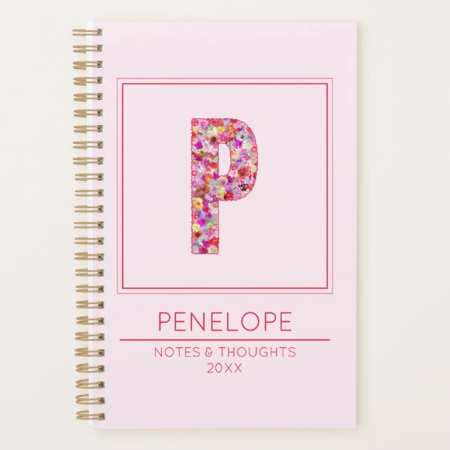 Agenda Classic Blush Pink Monogrammed Name Letter P (Anverso)