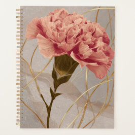 Agenda Clavel Rosa Rubor Floral Dorado