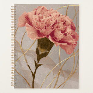 Agenda Clavel Rosa Rubor Floral Dorado