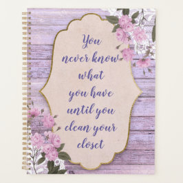 Agenda Closet Quote Planner Flores de Madera Vintage