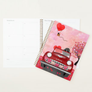 Agenda Coche de perro caniche con corazones de San Valent