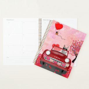 Agenda Coche Husky Siberiano con corazones de San Valentí