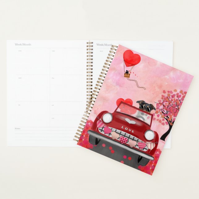 Agenda Coche Jack Russell Dog con corazón de San Valentín (Demostración)