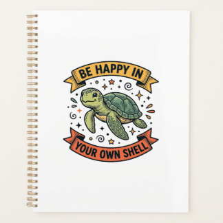 Agenda Cociente de Tortuga Feliz Diseño de Grabado Vintag