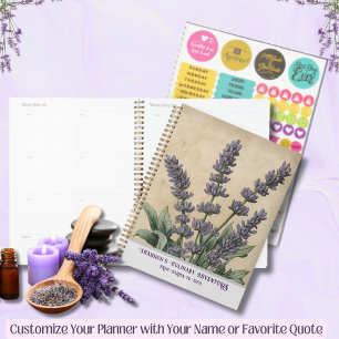 Agenda Cocina y Receta de Hierbas de Lavanda Vintage