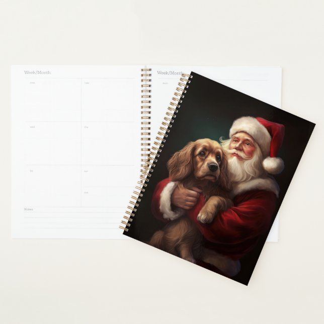 Agenda Cocker Spaniel con Papá Noel Festivo de Navidad (Demostración)