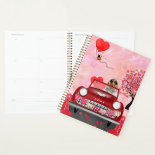 Agenda Cocker Spaniel conduciendo auto con corazones de S