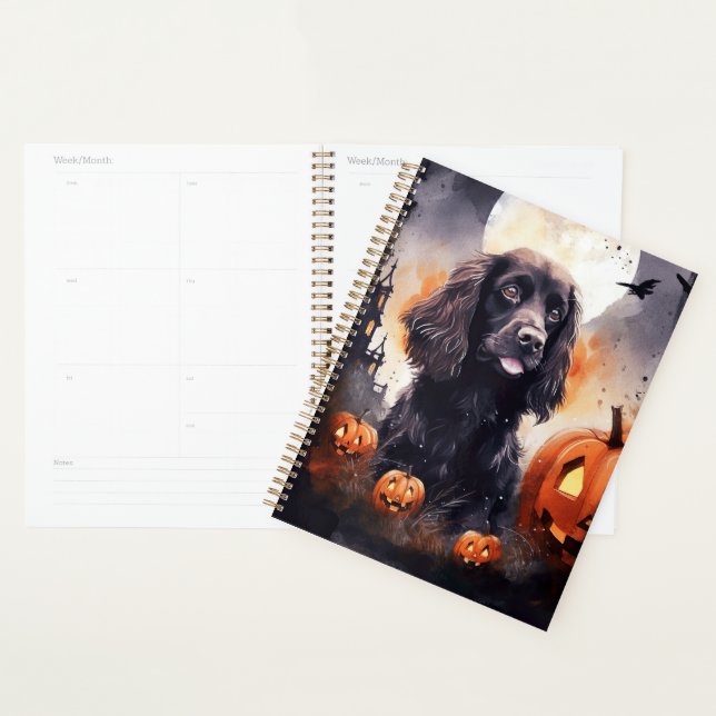 Agenda Cocker Spaniel de Halloween con calabazas (Demostración)