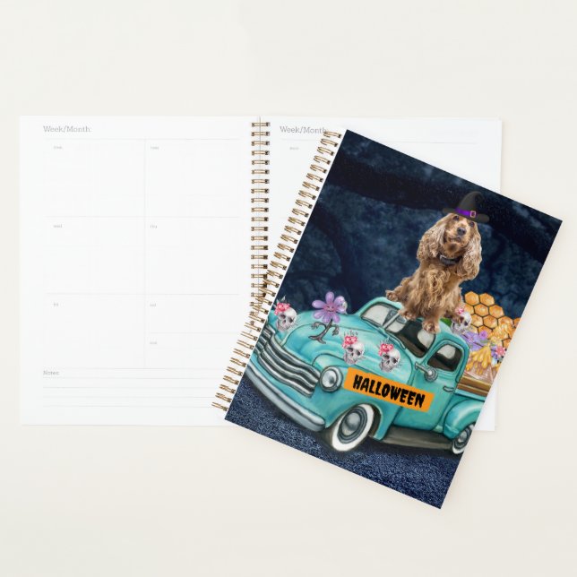 Agenda Cocker Spaniel Dog Halloween Truck Scary Night (Demostración)