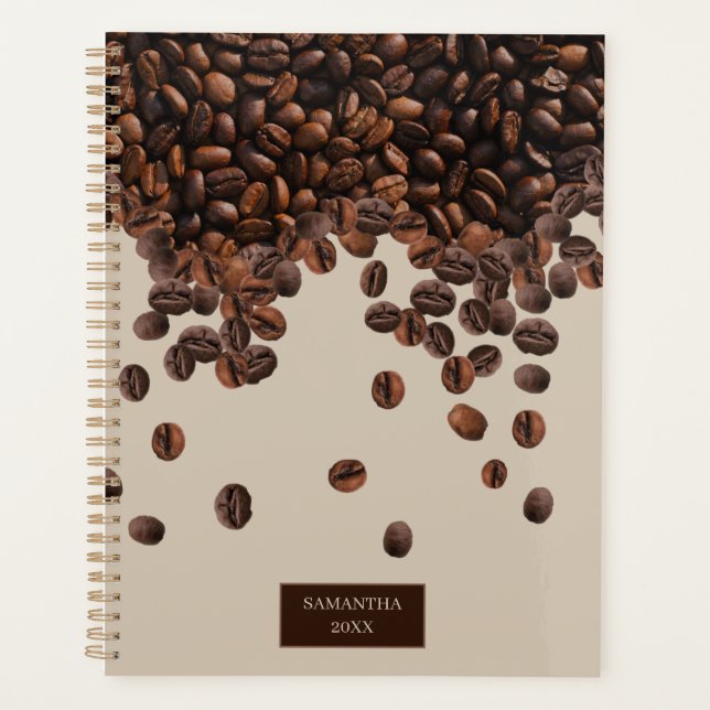 Agenda Coffee Beans Custom Name Mensual (Anverso)