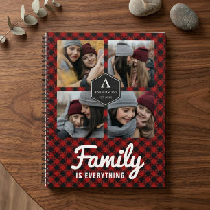 Agenda Colage de fotos familiares de leñador a cuadros ro