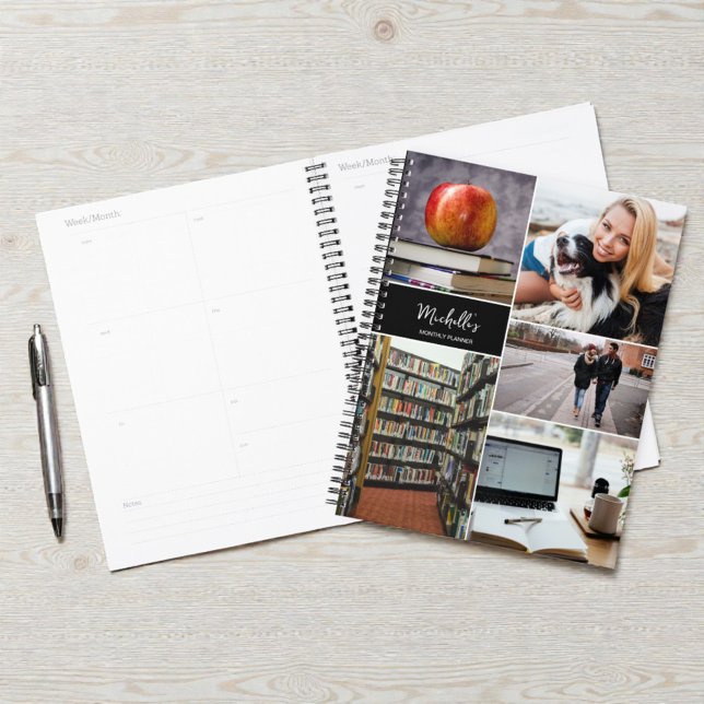 Agenda Colaje de Fotos Personalizadas (Customizable photo collage cover monthly planner)