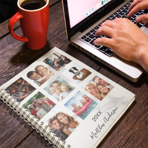 Agenda Colaje de fotos personalizado mármol monograma 202