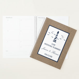 Agenda Colección de Bodas Burlap del faro náutico