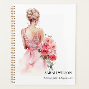 Agenda Colección de vestido de novia con acuarela de rosa