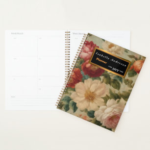 Agenda Colección moderna de color acuático floral Vintage