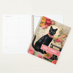 Agenda Colección retro de la máquina de coser de gato neg