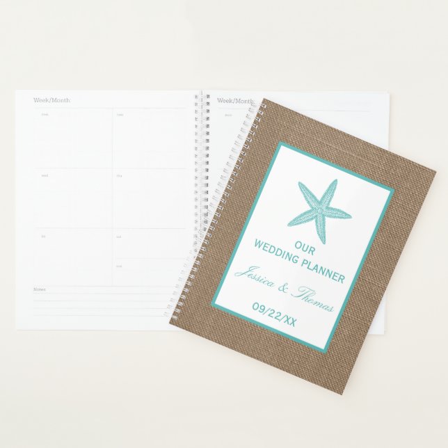 Agenda Colección Turquoise Starfish Burlap Beach Wedding (Demostración)