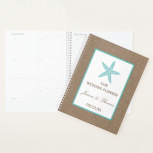 Agenda Colección Turquoise Starfish Burlap Beach Wedding