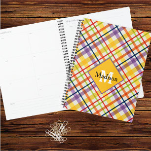 Agenda Colegio brillante Monograma amarillo