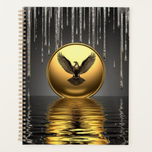 Agenda Colgante de Águila Dorada Goteando Metal Líquido 