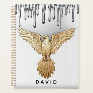 Agenda Colgante de Águila Dorada Goteando Metal Líquido