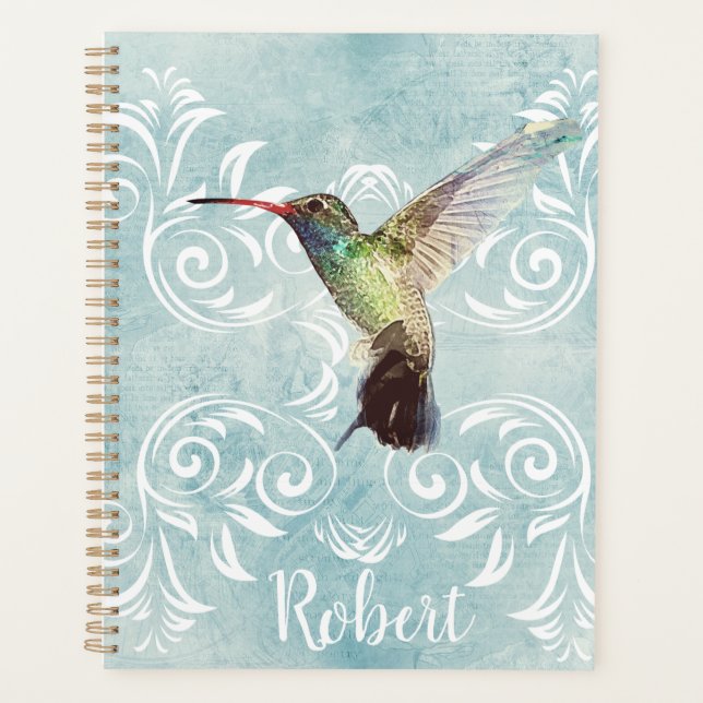 Agenda Colibrí con fondo floreciente (Anverso)