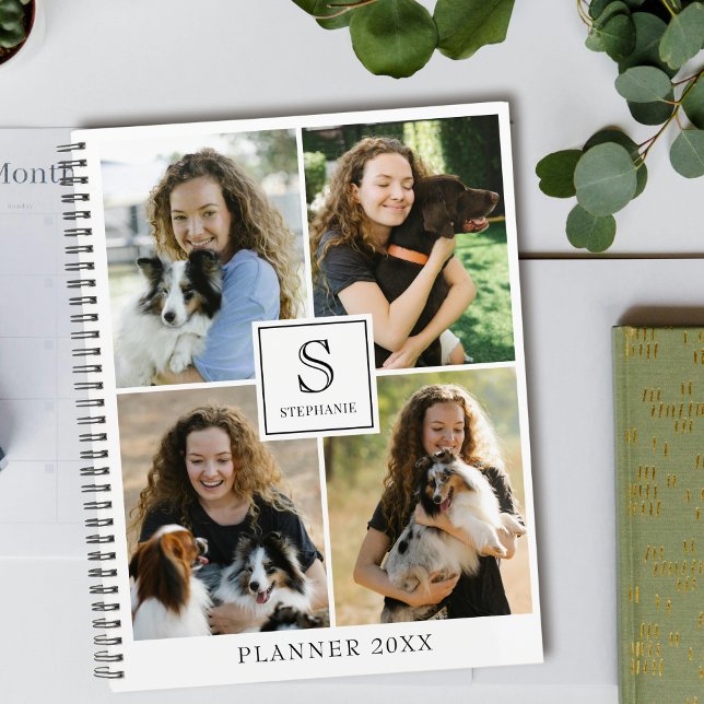 Agenda Collage de 4 fotos personalizadas con texto, monog (Subido por el creador)