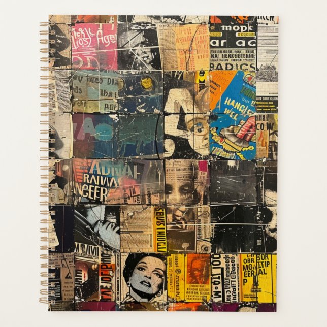Agenda Collage de cuadrícula de cómic de rock punk blanco (Anverso)